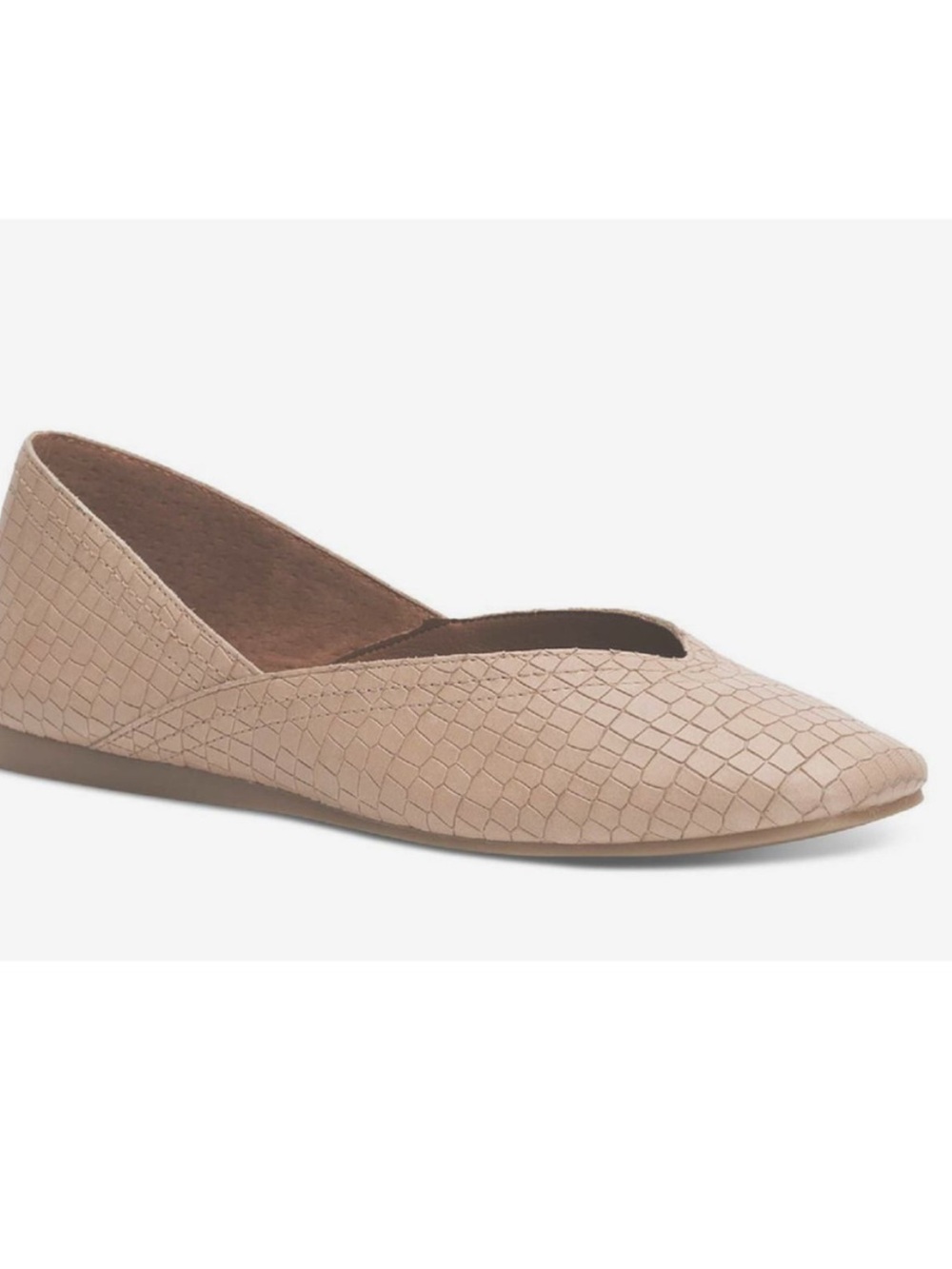 Lucky Brand Alba Leather Croc Ballet Flat Shoes Dusty Sand Beige Size 8
